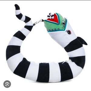 Striped Black and White Snake Plush Purse Beetlejuice Sandworm Bag Large